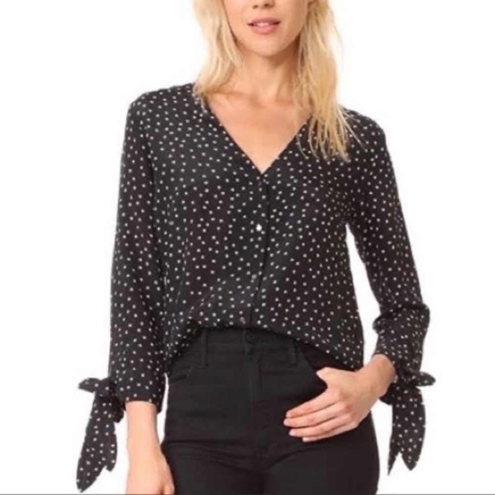 Madewell silk “star scatter” black button down top - XS
